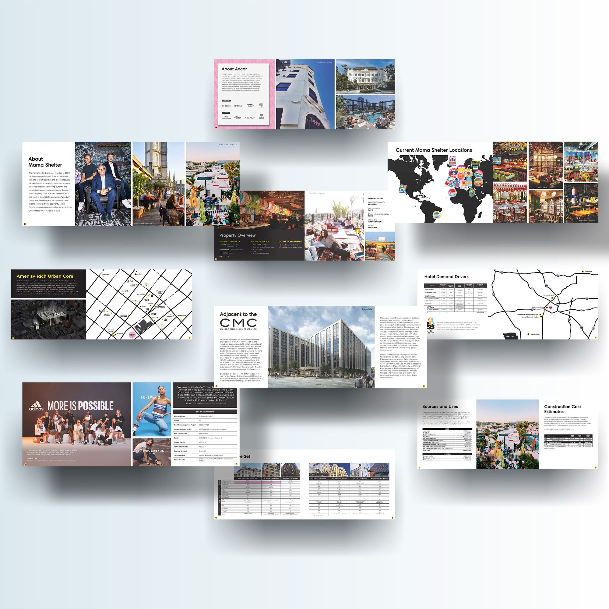 Mama Shelter commercial real estate presentation design for Colliers