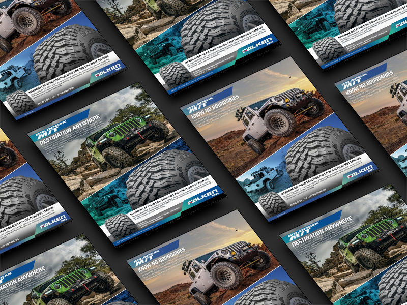 A collection of Falken Tire advertising concepts