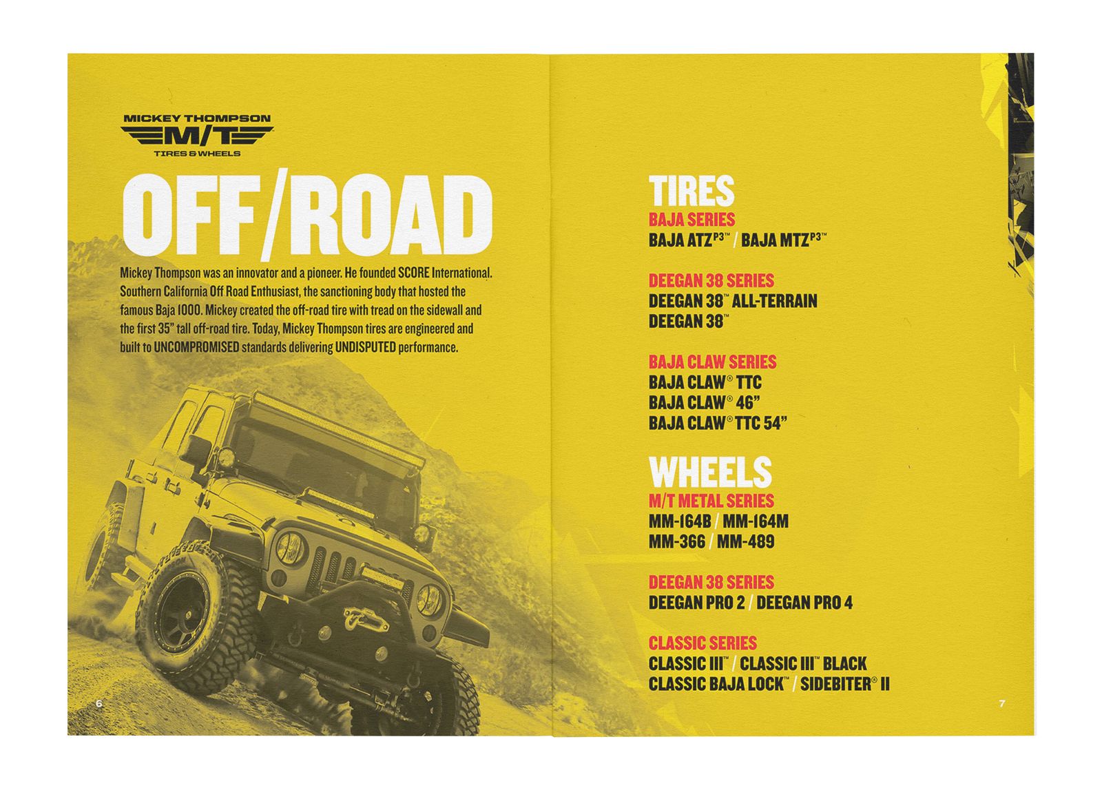 Mickey Thompson off-road product catalog spread