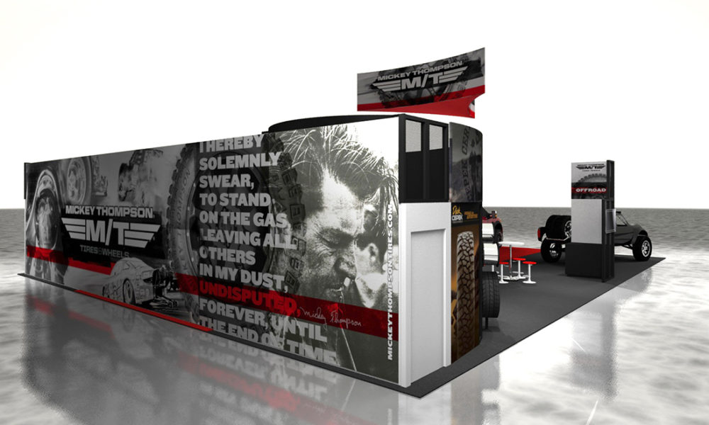 Mickey Thompson SEMA exhibit hanging sign concept